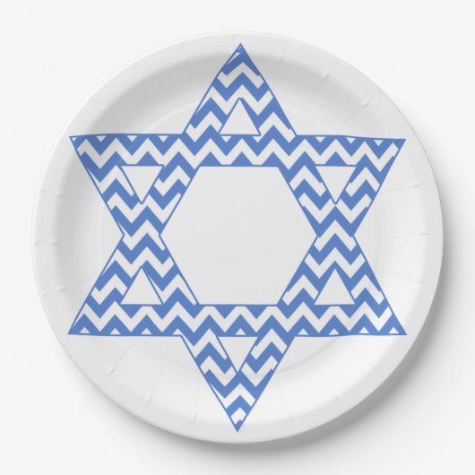 Blue Chevron Star van David Hanukkah Papieren Bordje (Voorkant)