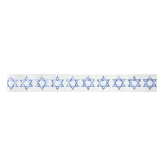 Blue Chevron Star van David Hanukkah Satijnen Lint (Voorkant)