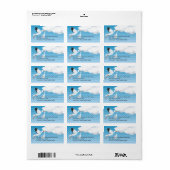 Blue Chevron Stork Baby bezorgde retouradres Etiket (Full Sheet)