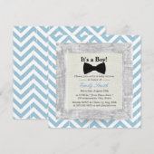 Blue Chevron Stripes Bow Stropdas Boy Baby shower Kaart (Voorkant / Achterkant)