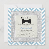 Blue Chevron Stripes Bow Stropdas Boy Baby shower Kaart (Voorkant)