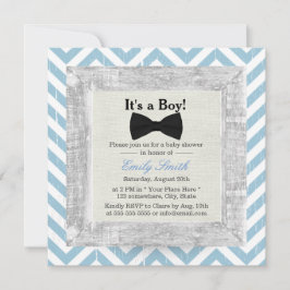 Blue Chevron Stripes Bow Stropdas Boy Baby shower Kaart