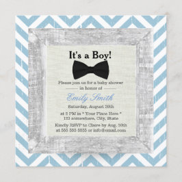 Blue Chevron Stripes Bow Stropdas Boy Baby shower Kaart