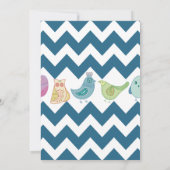 Blue Chevron Stripes Whimsical Cute Birds Ownershi Kaart (Achterkant)