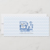 Blue Chevron  Train Ticket Baby shower Kaart (Achterkant)