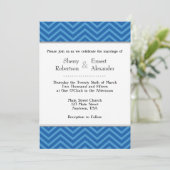 Blue Chevron Wedding Invitations Kaart (Staand voorkant)