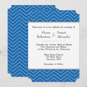 Blue Chevron Wedding Invitations Kaart (Voorkant / Achterkant)