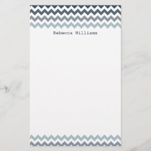 Blue Chevron Zigzags Pattern Stationery Briefpapier