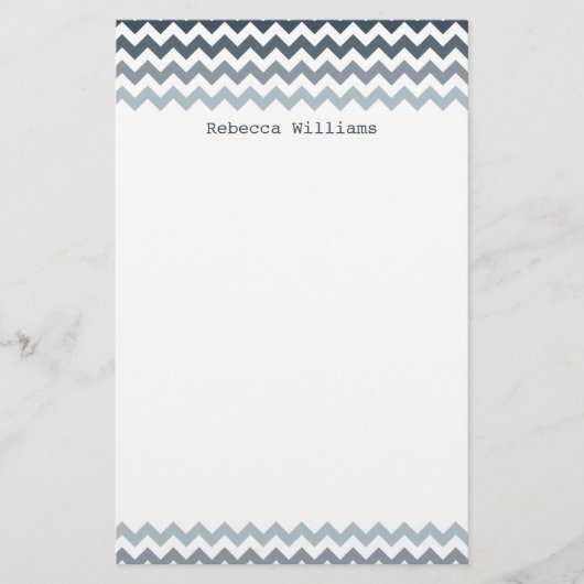 Blue Chevron Zigzags Pattern Stationery Briefpapier (Voorkant)