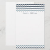 Blue Chevron Zigzags Pattern Stationery Briefpapier (Voorkant / Achterkant)