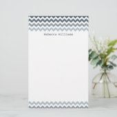 Blue Chevron Zigzags Pattern Stationery Briefpapier (Staand voorkant)