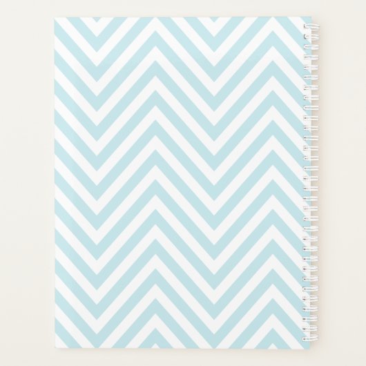 Blue Chevrons Pattern met foto- en familienaam Planner (Achterkant)