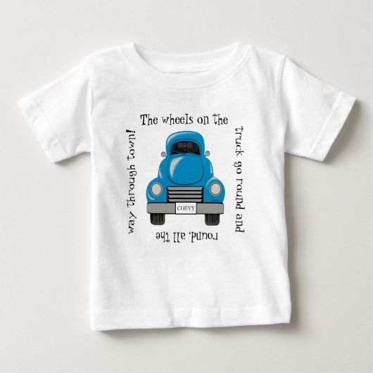  Blue Chevy Truck Wheels gaat rond Shirt (Voorkant)