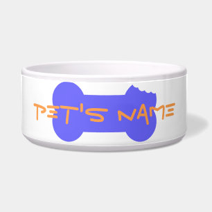 Blue Chewed Bone Personalized Dog Bowl 6 Voerbakje
