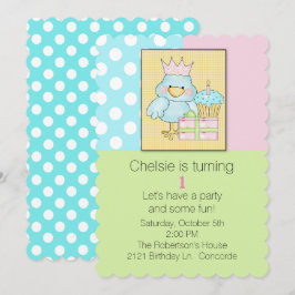 Blue Chic Baby's eerste verjaardag uitnodiging