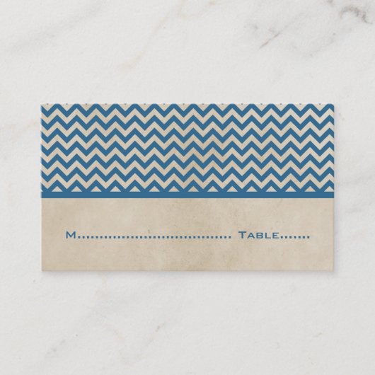Blue Chic Chevron Place-kaarten Plaatskaartje (Voorkant)