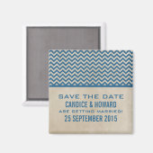 Blue Chic Chevron Save the Date Magnet (Voorkant / Achterkant)