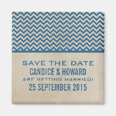 Blue Chic Chevron Save the Date Magnet (Voorkant)