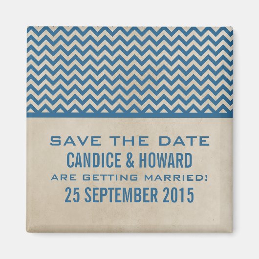 Blue Chic Chevron Save the Date Magnet (Voorkant)