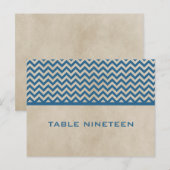 Blue Chic Chevron Table Number Briefkaart (Voorkant / Achterkant)
