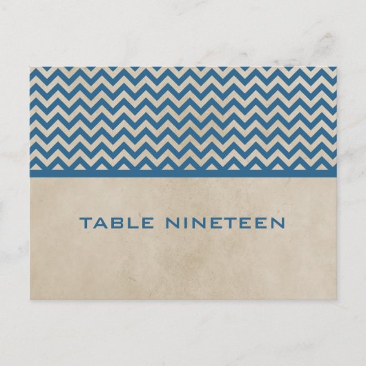 Blue Chic Chevron Table Number Briefkaart (Voorkant)
