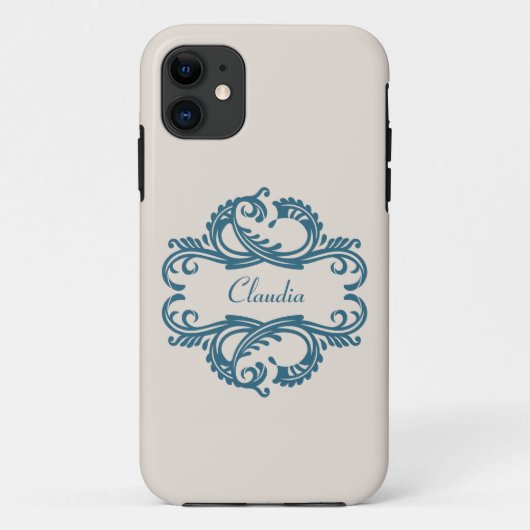 Blue Chic Damask BT iPhone 5 Hoesje (Achterkant)