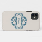 Blue Chic Damask BT iPhone 5 Hoesje (Achterkant (horizontaal))