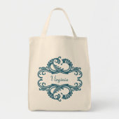 Blue Chic Damask Canvas tas (Voorkant)