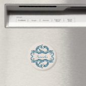 Blue Chic Damask Magnet (Insitu (Vaatwasser))
