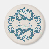 Blue Chic Damask Magnet (Voorkant)