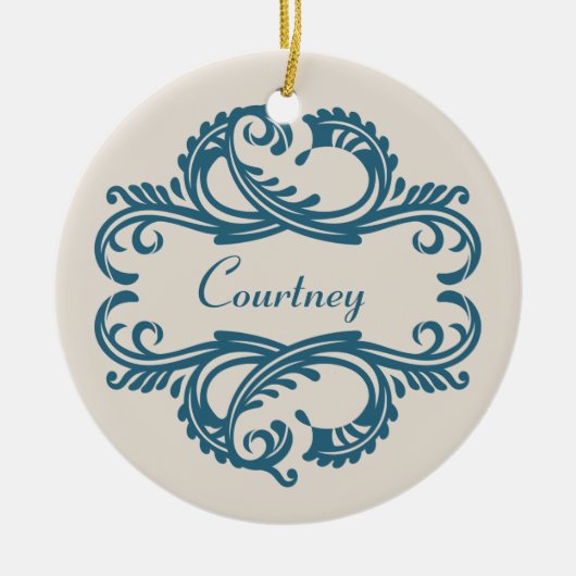 Blue Chic Damask Ornament (Voorkant)