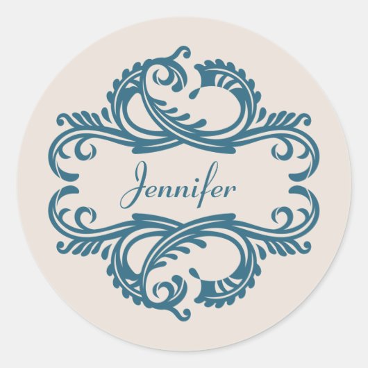 Blue Chic Damask Stickers (Voorkant)
