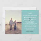 Blue Chic Design Photo Wedding Invitations Kaart (Voorkant)
