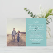 Blue Chic Design Photo Wedding Invitations Kaart (Staand voorkant)