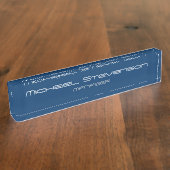 Blue Chic Elegant Modern Desk Naambordje (Zijkant)
