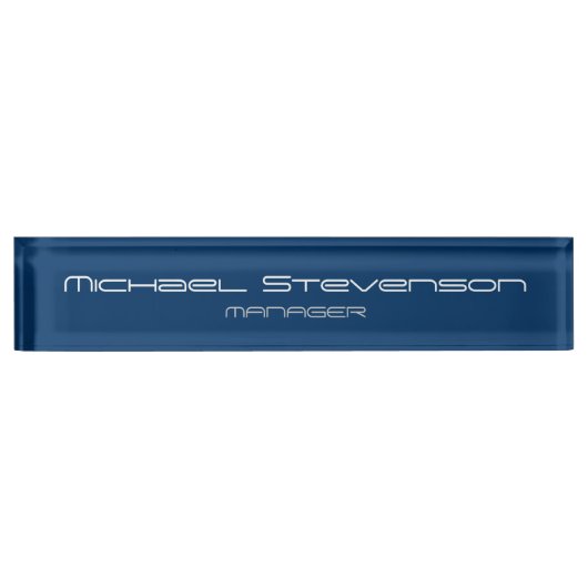 Blue Chic Elegant Modern Desk Naambordje (Voorkant)