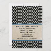 Blue Chic Quatrefoil Save the Date Invite (Voorkant)