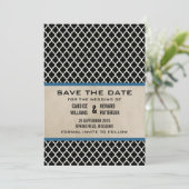 Blue Chic Quatrefoil Save the Date Invite (Staand voorkant)