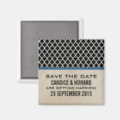 Blue Chic Quatrefoil Save the Date Magnet (Voorkant / Achterkant)