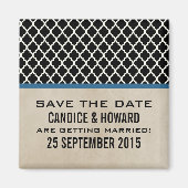 Blue Chic Quatrefoil Save the Date Magnet (Voorkant)
