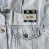 Blue Chic Quatrefoil Sweet 16 Button (In situ)