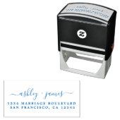Blue Chic Script Names Wedding Return-adres Zelfinktende Stempel (In situ)