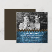 Blue Chic Steampunk Photo Save the Date Invite (Voorkant / Achterkant)