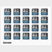 Blue Chic Steampunk Photo Save the Date Stickers (Vel)