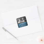 Blue Chic Steampunk Photo Save the Date Stickers (Envelop)