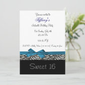 blue chic Sweet Sixteen - partij Uitnodiging (Staand voorkant)