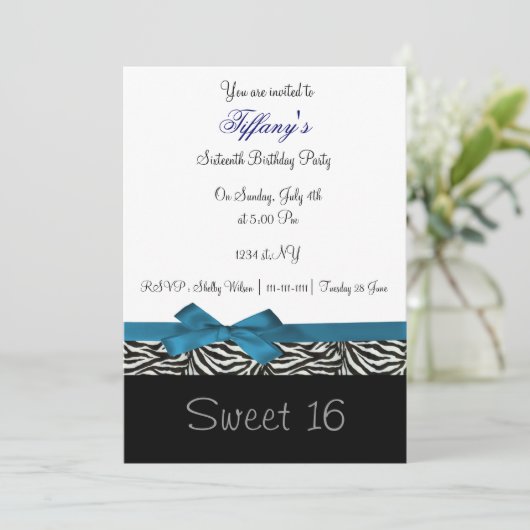 blue chic Sweet Sixteen - partij Uitnodiging (Staand voorkant)