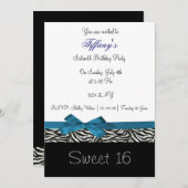 blue chic Sweet Sixteen - partij Uitnodiging (Voorkant / Achterkant)