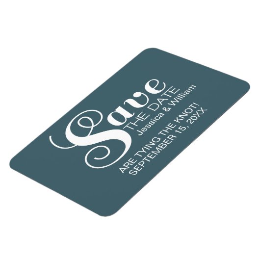 Blue Chic Typography Save the Date Magnet Magneet (Linkerzijde)