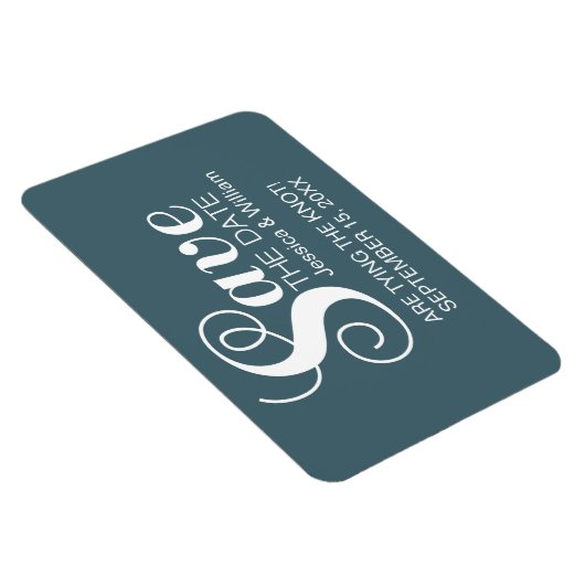 Blue Chic Typography Save the Date Magnet Magneet (Rechterzijde)